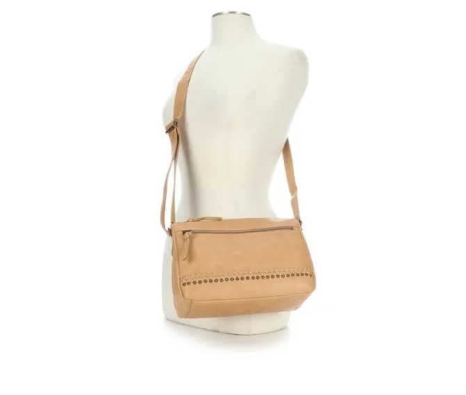 Bueno Of California PVC Dome Studs Crossbody Handbag