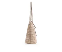 Bueno Of California Straw Top Zip Tote Handbag
