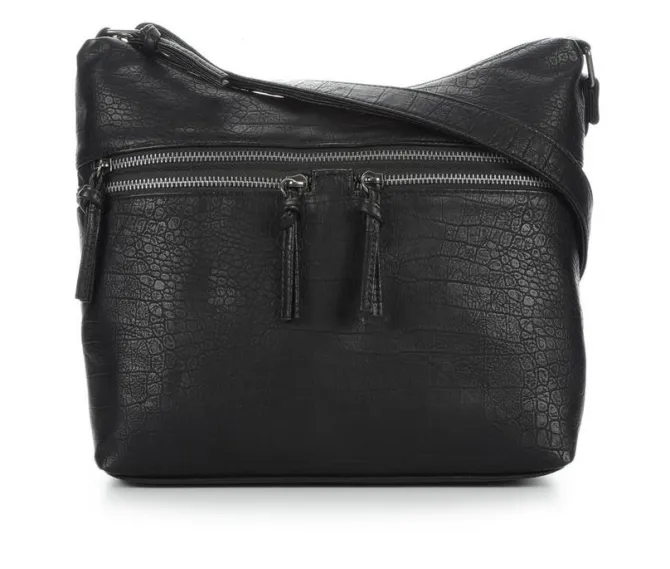 Bueno Of California Waxy Croc Washed Hobo Bag Handbag