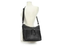 Bueno Of California Waxy Croc Washed Hobo Bag Handbag