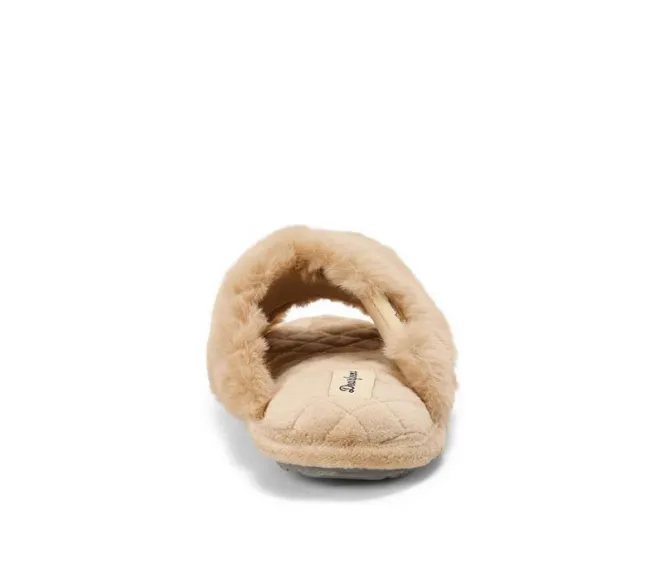 Dearfoams Jessica Furry CrissCross Slide Slippers