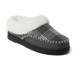 Dearfoams Nyla Felted & Plaid Moc Toe Clog Slippers
