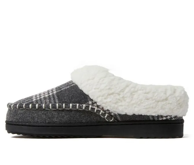Dearfoams Nyla Felted & Plaid Moc Toe Clog Slippers