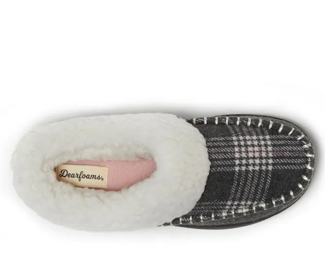Dearfoams Nyla Felted & Plaid Moc Toe Clog Slippers