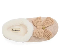Dearfoams Women's Josie Knit Bow Slippers