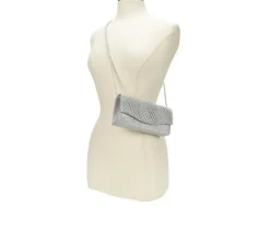 Four Seasons Handbags Small Diagonal Stripe Evening Clutch