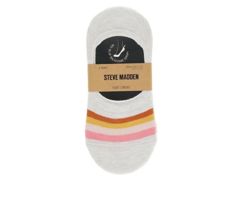 Steve Madden 5 Pack Patterned Foot Liner Socks