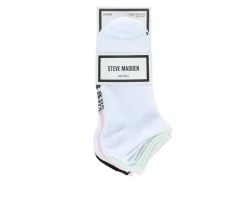 Steve Madden 10 Pair Ribbed Toe Stripe Low Cut Socks