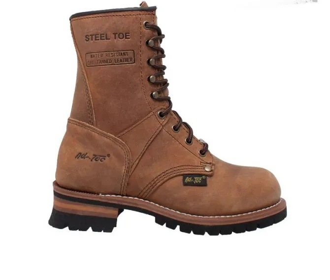 Women's AdTec 9" Steel Toe Logger Work Boots