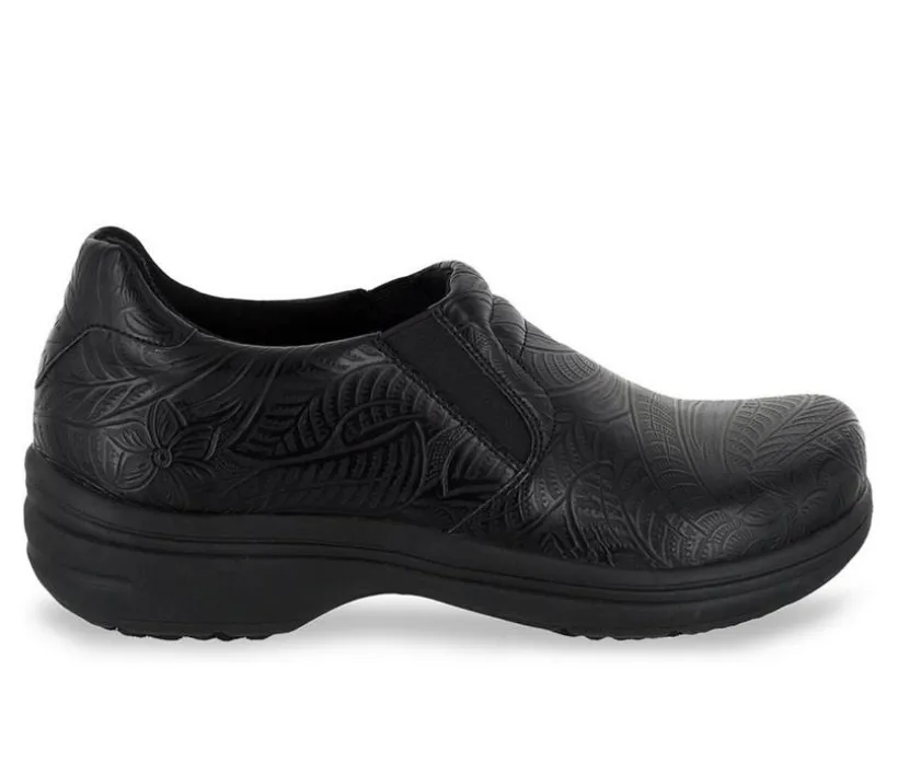 Women's Easy Works by Easy Street Bind Embossed Leather Slip-Resistant Clogs