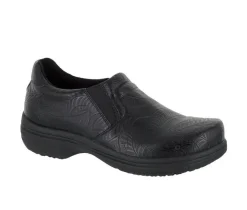 Women's Easy Works by Easy Street Bind Embossed Leather Slip-Resistant Clogs