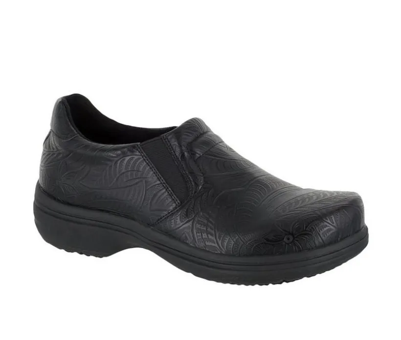 Women's Easy Works by Easy Street Bind Embossed Leather Slip-Resistant Clogs