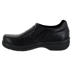 Women's Easy Works by Easy Street Bind Embossed Leather Slip-Resistant Clogs