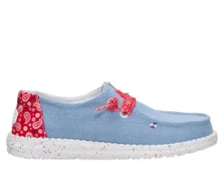 Women's HEYDUDE Wendy Americana Paisley Faded Denim Boat Shoes