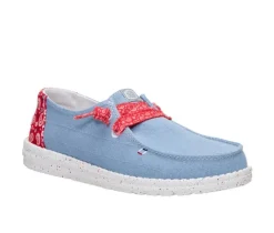 Women's HEYDUDE Wendy Americana Paisley Faded Denim Boat Shoes