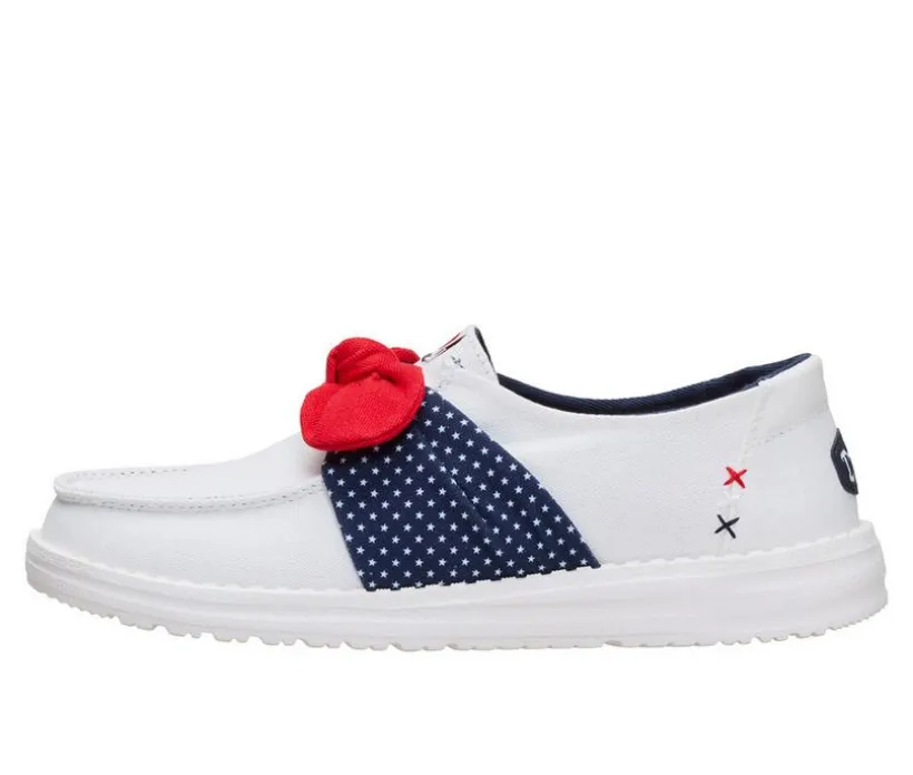 Women's HEYDUDE Wendy Bow Americana Stars White/Multi Boat Shoes