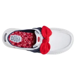 Women's HEYDUDE Wendy Bow Americana Stars White/Multi Boat Shoes
