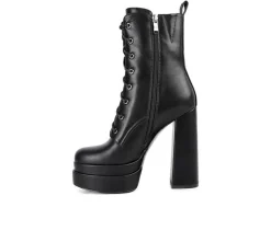 Women's London Rag Meows Lace Up Platform Heeled Boots