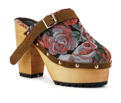 Women's Rag & Co Mural Block Heel Platform Clogs