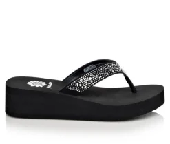 Women's Yellow Box Africa Wedge Flip-Flops